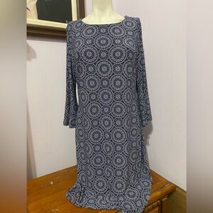 Tommy Hilfiger Navy Geometric Long Sleeve Dress